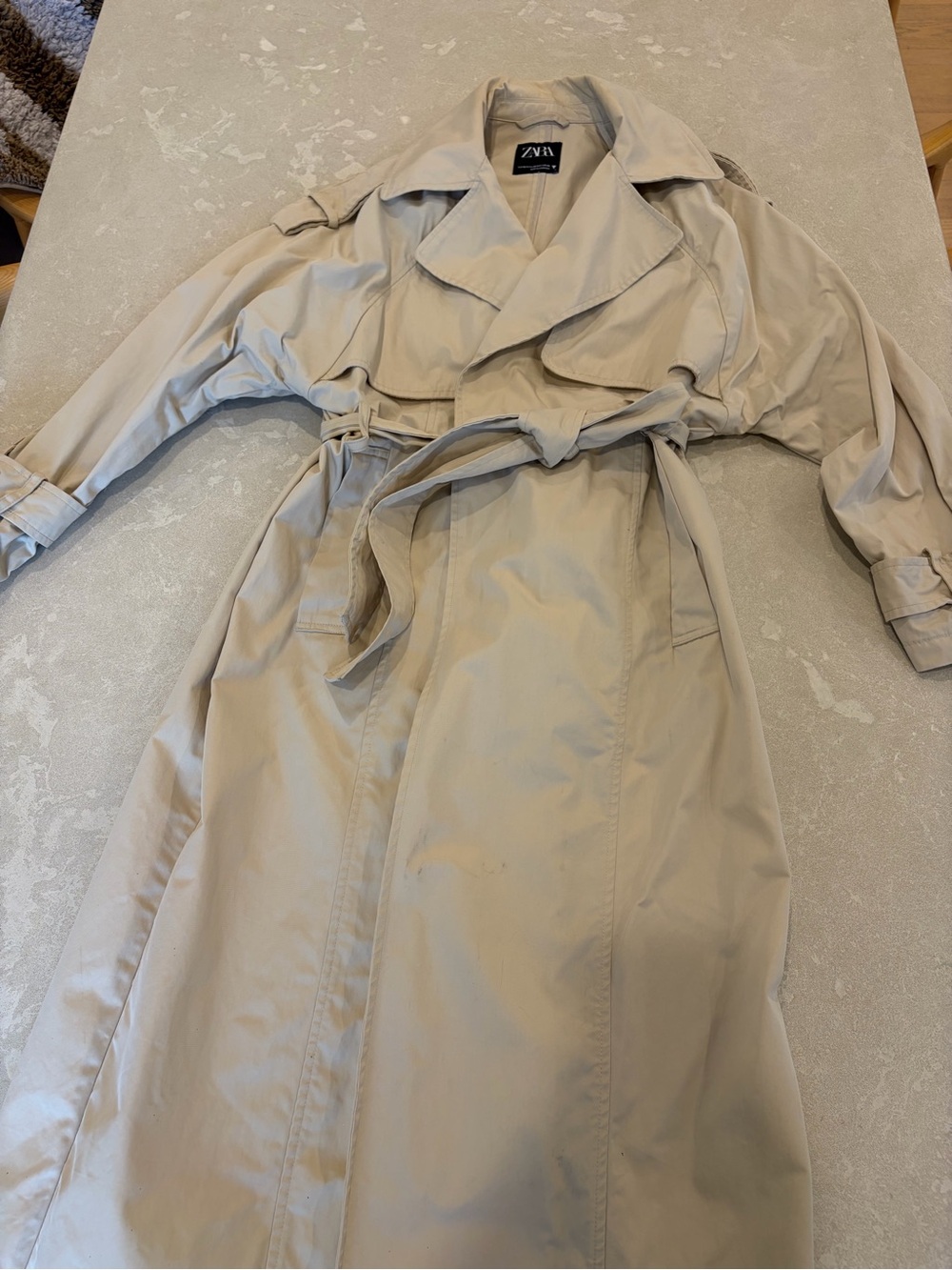 Zara Light Beige Belted Trench Coat